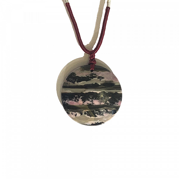 玫瑰石圓牌吊墜